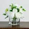 Wedding Collection 13in. Peony and Camellia Artificial Arrangement in Glass Vase